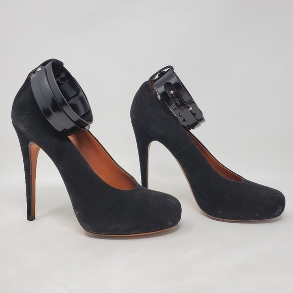 Celine Round Toe Ankle Strap High Heel Pumps - Picture 1 of 11